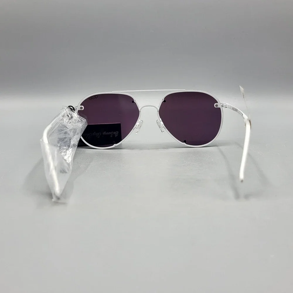 Quay Australia Sunglasses Womens Rebelle Aviator Blue Mirrored Lens White Frame